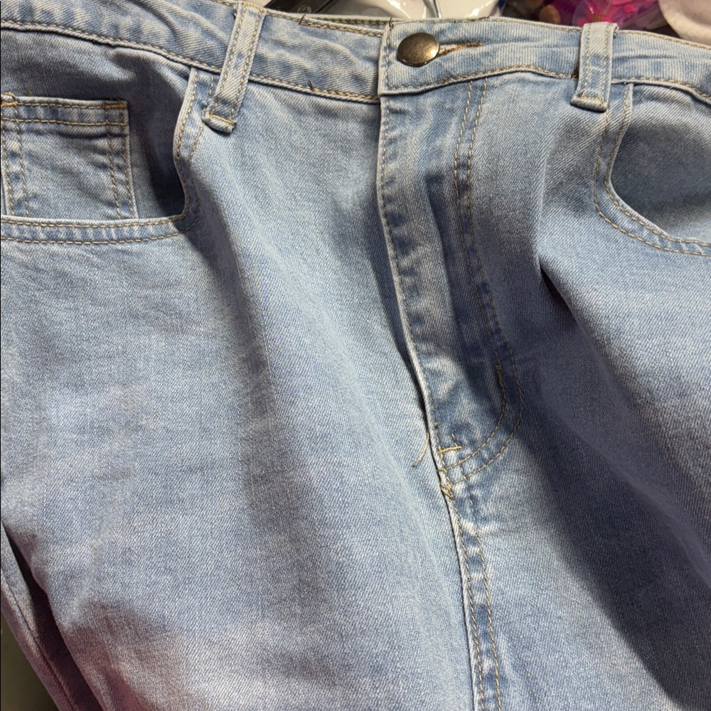 Good Time USA Denim and Lace raw hem pocket cotton viscose Skirt L - Picture 11 of 11